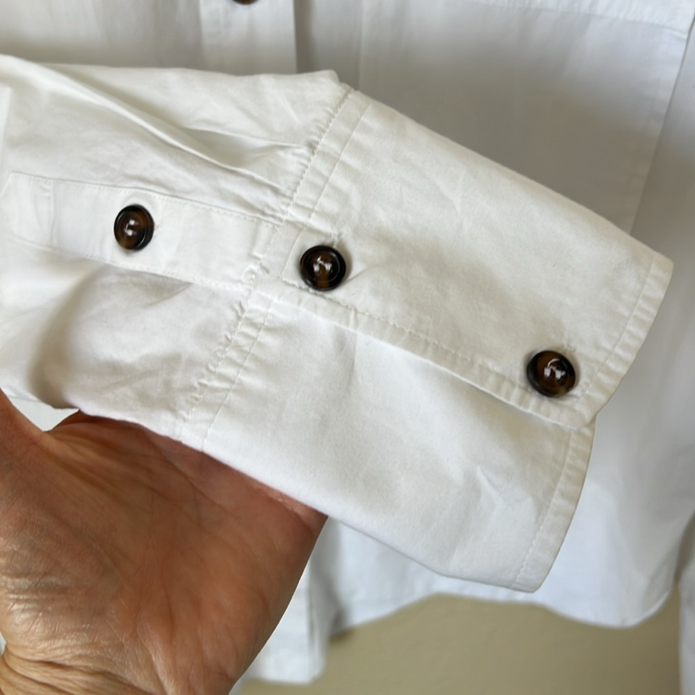 GANNI white asymmetrical organic cotton button down shirt - Picture 9 of 14